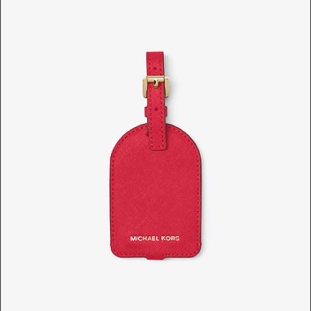 NEW Michael Kors Jet Set Saffiano Leather Tag Red - Picture 12 of 13